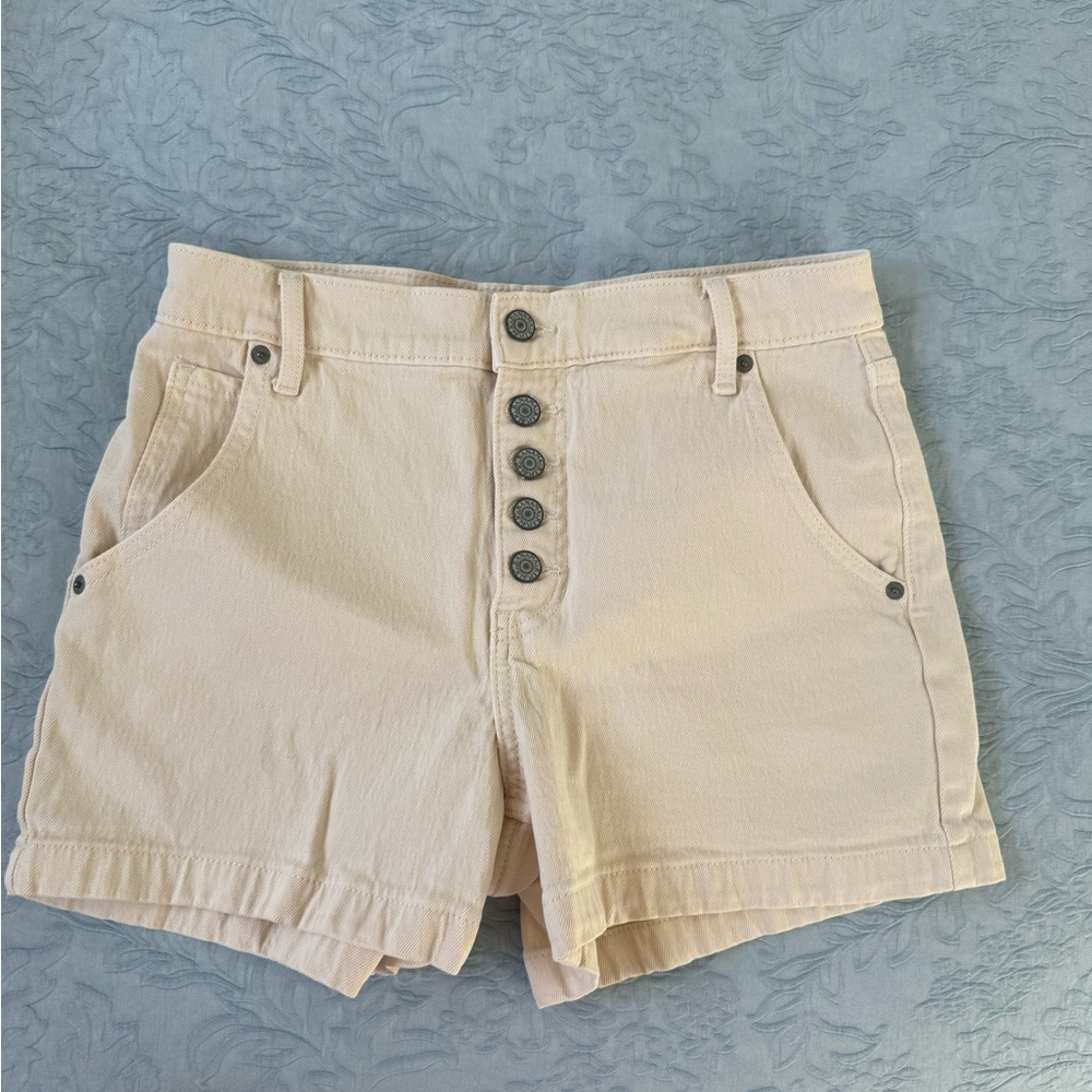 Women's Cream Button-Up Shorts